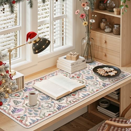 iCasso Christmas Desk Mat, Beige Mouse Pad, Desk Protector Mat - color: Beige Christmas