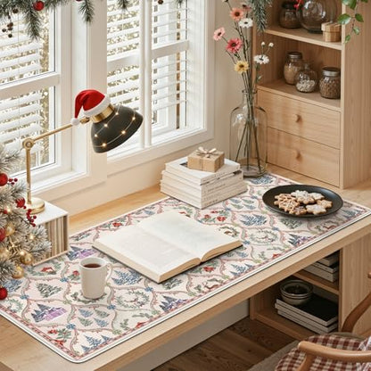 iCasso Christmas Desk Mat, Beige Mouse Pad, Desk Protector Mat - color: Beige Christmas