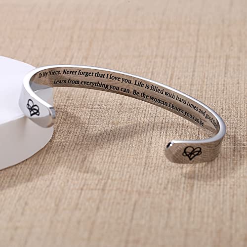 TONY & SANDY Cuff Bracelets for Women Teen Girls Best Friend Sister Mom Daughter Granddaughter Easter Birthday Mother's Day Christmas Stocking Stuffers for Teen Girls Women Jewelry - style: 1 - Niece Gifts - To my niece, never forget that I love you...Be