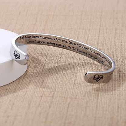 TONY & SANDY Cuff Bracelets for Women Teen Girls Best Friend Sister Mom Daughter Granddaughter Easter Birthday Mother's Day Christmas Stocking Stuffers for Teen Girls Women Jewelry - style: 1 - Niece Gifts - To my niece, never forget that I love you...Be