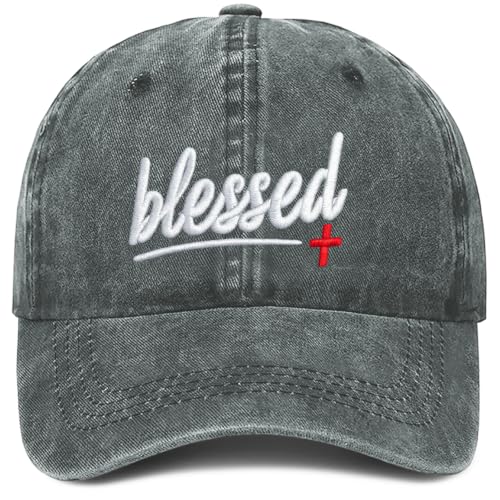 Christian Baseball Cap for Men & Women - Embroidered Jesus Cross Hat, Adjustable Christian Gifts - color: Grey