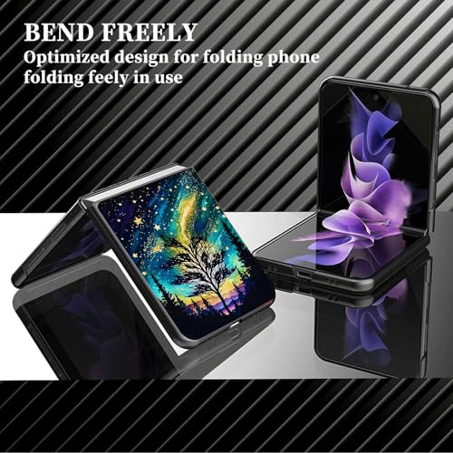 for Samsung Galaxy z flip 7 Case Stars Tree Design,Slim Fit Lightweight Hybrid Hard PC PU Leather Folding Phone Cover for Z Flip 7 6.9" - color: Stars Tree