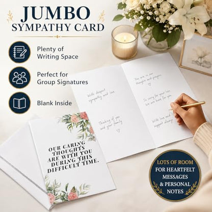 Andaz Press Jumbo Sympathy Card with Envelope, Sorry For Your Loss Card, Caring Thoughts Are With You, Pet Loss, Condolences Card with Big Blank Space to Send to Friends, Family, 8.5" x 11", 1-Pack - color: Caring Thoughts Are With You