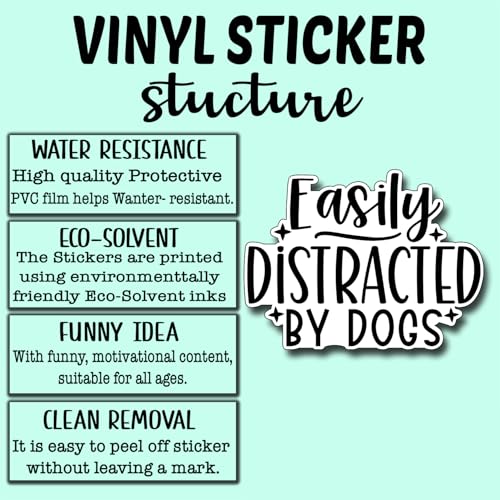(3Pcs) Easily Distracted by Dogs Sticker Funny Motivational Sayings Decals Decorate Books Laptop Phone Water Bottles Kindles Tumbler Waterproof Vinyl Stickers 3 x 2,3" Inch - color: Easily Distracted By Dogs