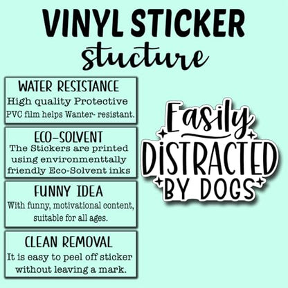 (3Pcs) Easily Distracted by Dogs Sticker Funny Motivational Sayings Decals Decorate Books Laptop Phone Water Bottles Kindles Tumbler Waterproof Vinyl Stickers 3 x 2,3" Inch - color: Easily Distracted By Dogs