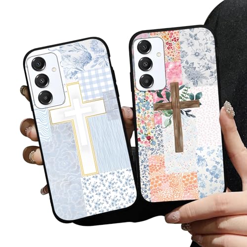 2 Pack Collage Flower Jesus Cross Phone Case for Samsung Galaxy A16 5G 6.7", Aesthetics Bow Floral Print Design Cases for Girls Woman, Soft TPU Protective Bumper Cases for Samsung A16 - color: Jesus Cross, size: for Samsung Galaxy A16 5G