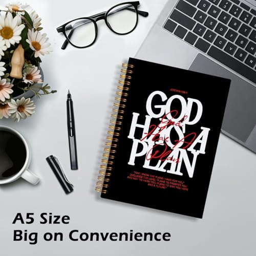 CFFJLHN GOD Has a Plan Christian Notebook, Journal for Bible Study, Christian Gift For Women, God Says I Am Prayer Journal, Scripture Hardcover Spiral Notebook 5.5x8.3 in - color: 10