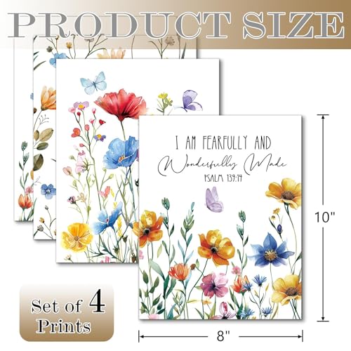 Hapons Christian Watercolor Wildflower Wall Art Decor Posters, Spring