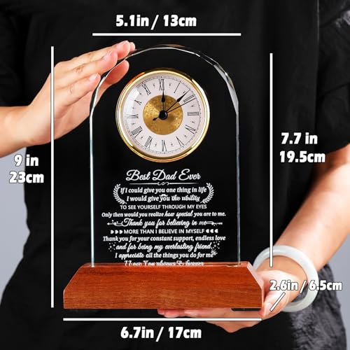 Arikyrist Glass Clock Dad Gifts from Son Daughter with LED Light Base - color: Dad