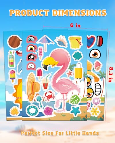 Aowplc 48 Summer Make-a-Face Sticker Sheets for Kids - style: Summer Vibe