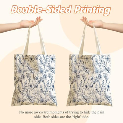 Aesthetics Canvas Tote Bag - Art Design Gift for Women, Reusable Purse Tote Bag with Inner Zip Pocket - style: Blue Toilet