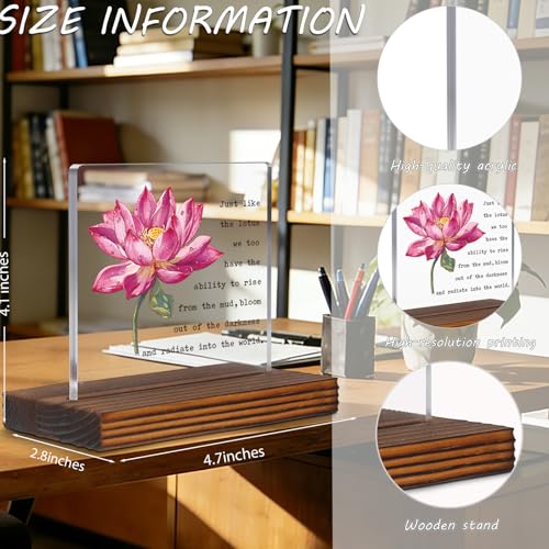 Lotus Flower Inspirational Desk Sign for Women Men, Motivational Acrylic Office Decor with Positive Healing Quote, Encouragement Gift for Coworker Friend Therapist Teacher, Spiritual Desk Plaque EC432 - style: Friend Therapist Teacher