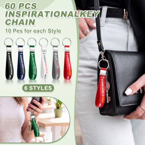 Nosiny 60 Pcs Bible Verse Keychains Bulk, Christian Faith Gifts