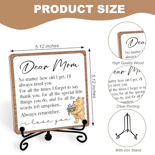 Dear Mom Inspirational Quote Sign, Winnie Appreciation Gift for Mother - style: Dear mom