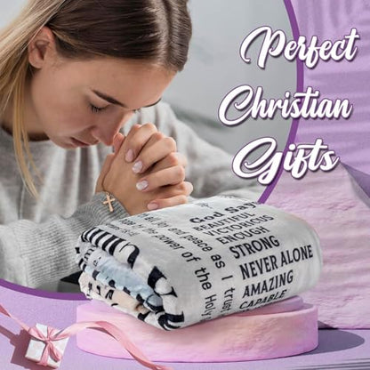 Christian Blanket Gifts for Women Men, Religious Blanket with Bible Verse 60"x50", Scripture Blankets, Catholic Spiritual Gifts, Faith Based Gifts