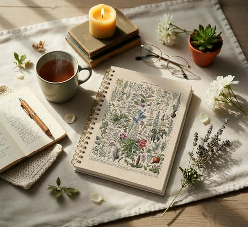 KDHTY Vintage Plant Nature Journal, Medicinal Botanical College Notebook, Medical Notebook, Medicinal Plant Biomedicine Herbalism Learning Spiral Notebook 5.5x8.3 - color: preppy
