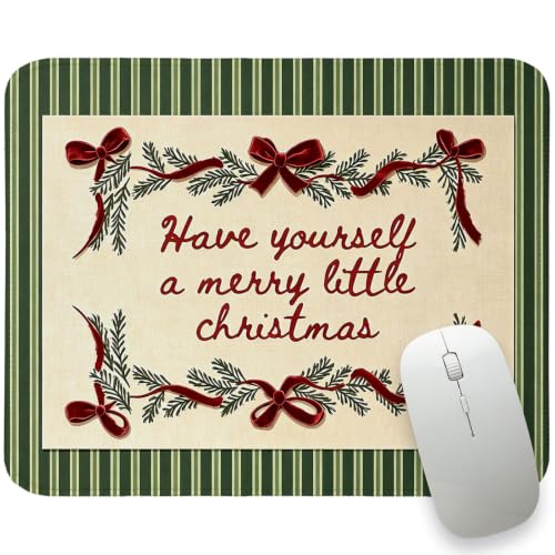 UTELKA Green and Red Chritmas Mouse Pad, Xmas Bows Mousepad for Desk - color: Xmas Bows, size: 10.2L x 8.2W inches