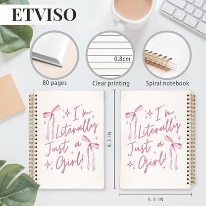 Coquette Pink Bow Notebook, Girly Pink Preppy Journal, Aesthetic Notebooks for Women, Coquette Office Supplies, I'm Literally Just a Girl Hardcover Spiral Notebooks 5.5x8.3 Inch - color: 05-Bible(10)