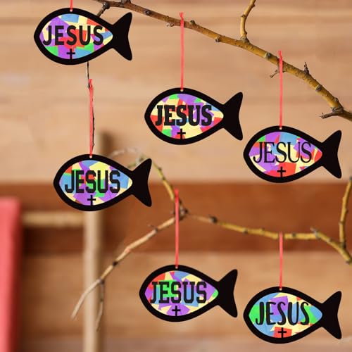 Sinload 24 Sets Jesus Faith Fish Craft Kit, Christian Vbs Crafts - style: Fish