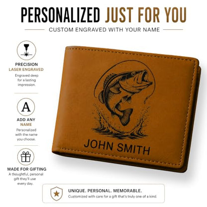 LaserGram Personalized Wallet, Christian Cross (Dark Brown) - color: Dark Brown