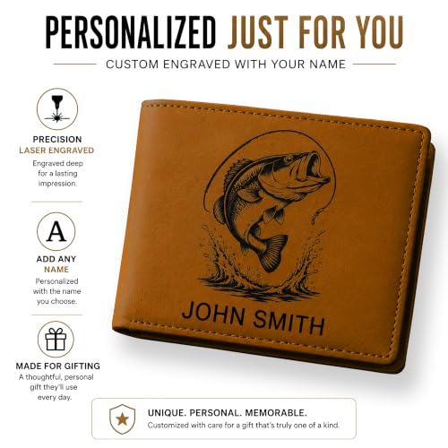 LaserGram Personalized Wallet, Christian Cross (Dark Brown) - color: Dark Brown