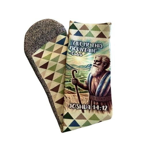 Bible Verse Socks for Men, Christian Scripture Crew Socks, Faith Gift - color: Caleb