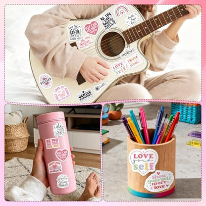 Boho Motivational Stickers for Adults - 100 Pcs Bible Verse Water Bottle Stickers, Religious Inspirational Waterproof Scrapbook Decals, Vinyl Sticker for Laptop Phone Journaling Skateboard - style: Bohemian