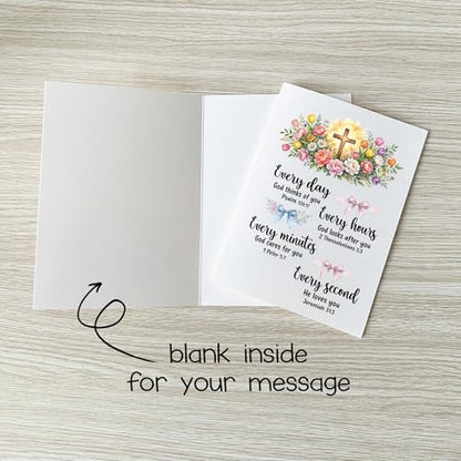 Every Day God Thinks of You Christian Encouragement Card Inspirational Faith Cards Uplifting Message Motivational Gift for Friend Daughter Son Wife Husband Girlfriend Boyfriend Coworker Prayer Partner - color: Every Day Every Hour Every Minutes