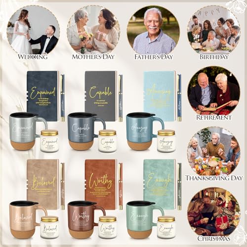 FillTouch 6 Set Christian Gift for Women Men Coffee Mug Journal Pen Candle - color: Vivid Color