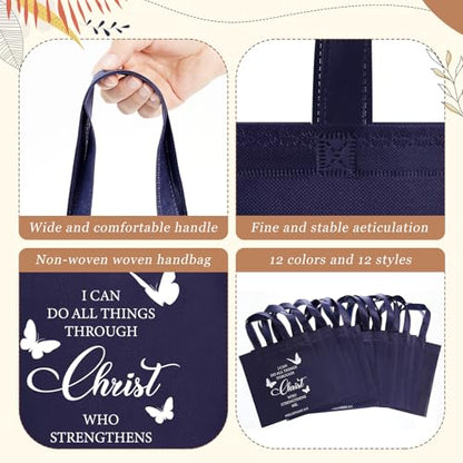 Sweetude 48 Pcs Christian Gift Bags Bulk, Bible Verse Gift Bags for Women - color: Dark Blue, style: Bible