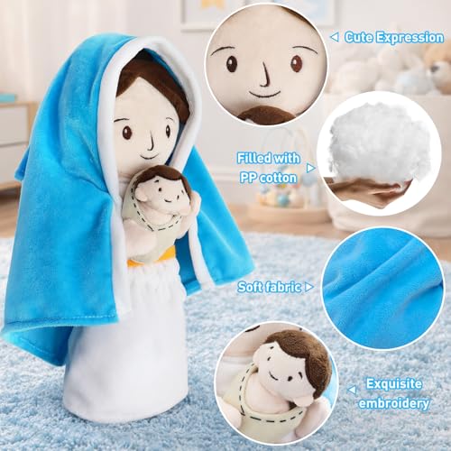 Yelakey Jesus Plush Virgin Mary Doll 11.8" Stuffed Religious Gift for Kids - color: 11.8inch/Virgin Mary and Jesus