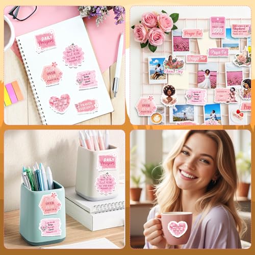 50 Pcs Prayer Board Supplies, Pink Religious Black Girl Prayer Board Vision Board Stickers for Women, Christian Inspirational Bible Verse Stickers for Water Bottle Laptop Scrapbooking Decals - color: Black Girl