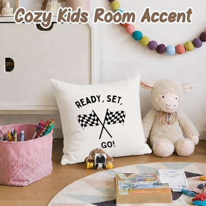 Race Car Boys Room Decor,Ready Set Go Pillow Covers 18x18 - color: Go