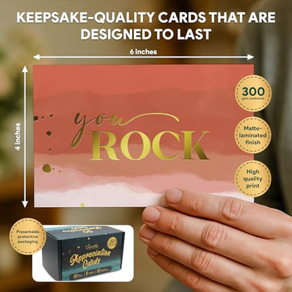 Decorably 50 Pack Gold Foil 6x4in Watercolor Thank You Cards with Envelopes