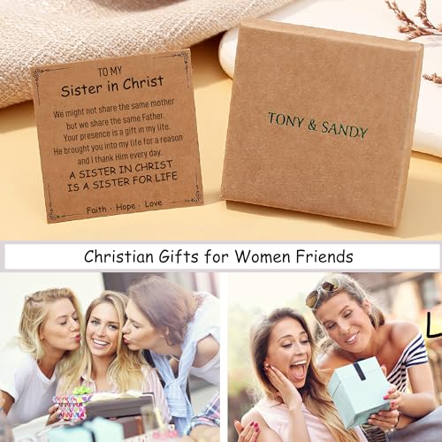 TONY & SANDY Christian Gifts for Women, Religious Cross Bracelet Faith Jewelry, Confirmation Baptism Christmas Birthday Gifts for Women, Unique Gifts for Teens Girls Kids Adults - style: Sister in Christ - Amethyst