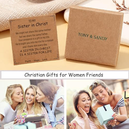 TONY & SANDY Christian Gifts for Women, Religious Cross Bracelet Faith Jewelry, Confirmation Baptism Christmas Birthday Gifts for Women, Unique Gifts for Teens Girls Kids Adults - style: Sister in Christ - Amethyst