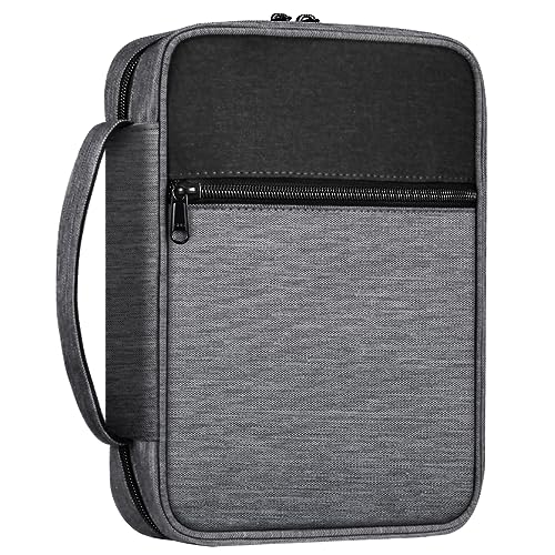 FINPAC Bible Cover, Carrying Book Case Bible Bag with Handle - color: Black and Gray