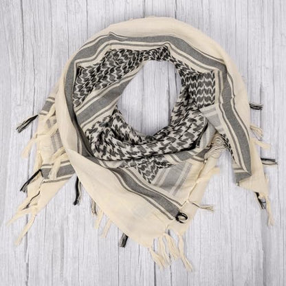 Aonal Military Shemagh Tactical Desert Scarf, Keffiyeh Scarf for Men - color: X-khaki & Black