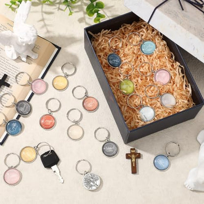 Equsion 36 Pcs Christian Keychain Bulk Mini Bible Keychains, Morandi - color: Morandi