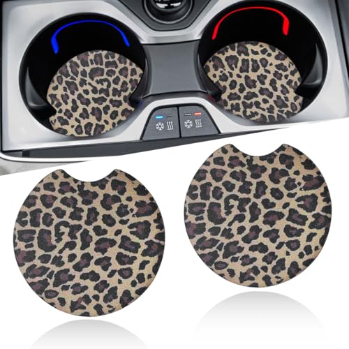 Leopard Print Car Cup Holder Coasters, 2.77'' Drink Cup Mat, No.2 - size: No.2
