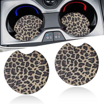 Leopard Print Car Cup Holder Coasters, 2.77'' Drink Cup Mat, No.2 - size: No.2