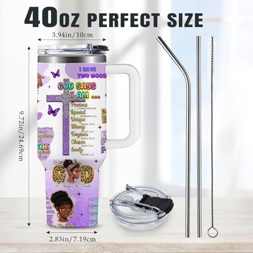 Christian Gifts for Women 40oz Tumbler - Insulated Travel Mug with Handle (Black Girl1, 40 Ounces) - color: Black Girl1