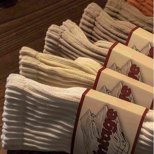 DAUCO 4 Pairs 98% Cotton Socks for Men Women Crew Seamless Fall Slouchy Socks - color: Brown, size: 10-13