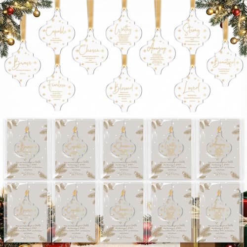 Kasyat 10 Sets Christian Tree Ornaments Bulk Clear with Cards, Pastoral - style: Pastoral