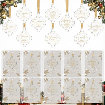 Kasyat 10 Sets Christian Tree Ornaments Bulk Clear with Cards, Pastoral - style: Pastoral