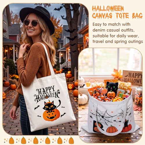 Patelai 12 Pcs Halloween Canvas Tote Bags and Makeup Bags for Women Gifts - style: Cute Halloween