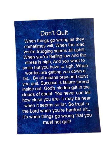 "Don't Quit" Prayer Pocket Card - Bookmark - Inspirational (Pack of 50)