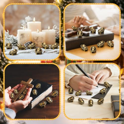 Civaner 50 Pcs Mini Brass Color Jesus in The Manger Figurines - style: Jesus in Manger
