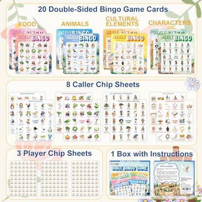 Fancy Land Bible Bingo Game for Kids Vacation Bible School Religious Bingo