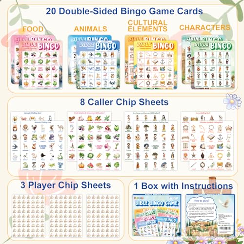 Fancy Land Bible Bingo Game for Kids Vacation Bible School Religious Bingo